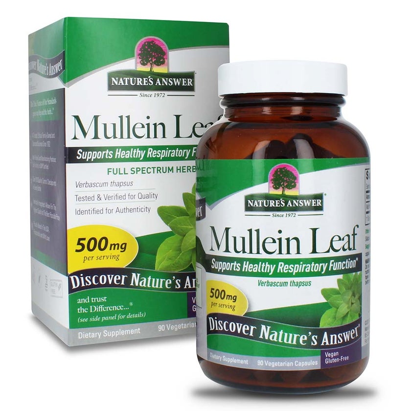 Nature's Answer Mullein Leaf 500mg Vegan Capsules For Respiratory Health, Pack of 90's