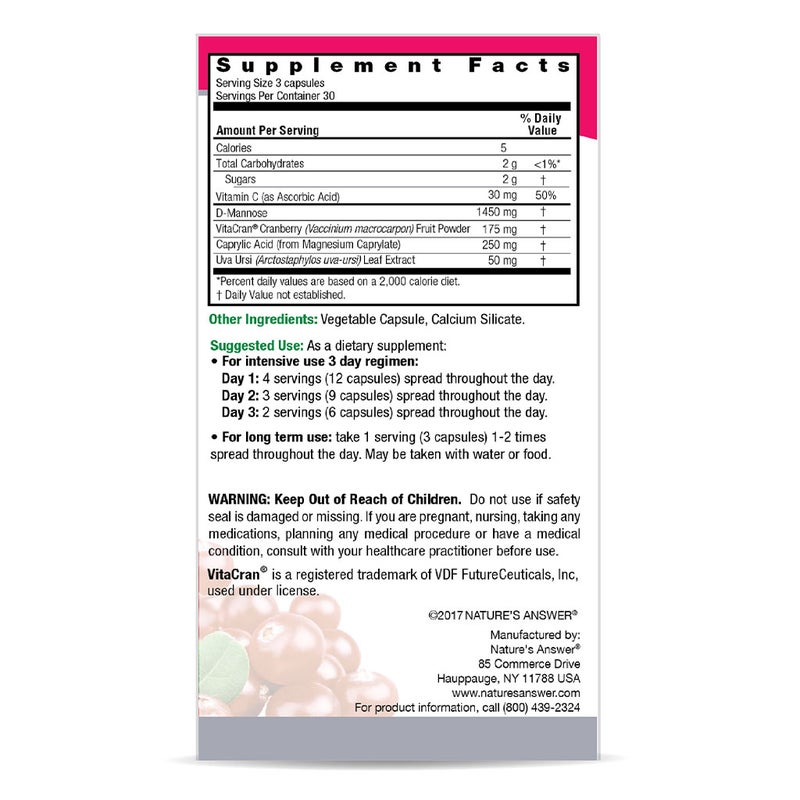 Nature's Answer UT Answer 1955mg Vegan Capsules For Urinary Tract Health, Pack of 90's