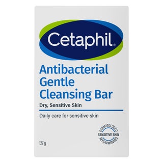 Cetaphil Antibacterial Daily Face & Body Gentle Cleansing Bar For Men & Women With Dry and Sensitive Skin, Unscented, 127g