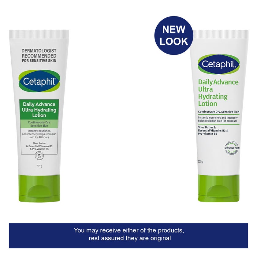 Cetaphil Daily Advance Ultra Hydrating Face & Body Moisturizing Lotion For Men & Women With Dry and Sensitive Skin, Unscented, 225g