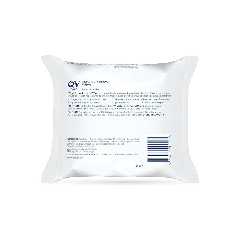 Ego QV Face Make Up Removal Wipes, Pack of 25's