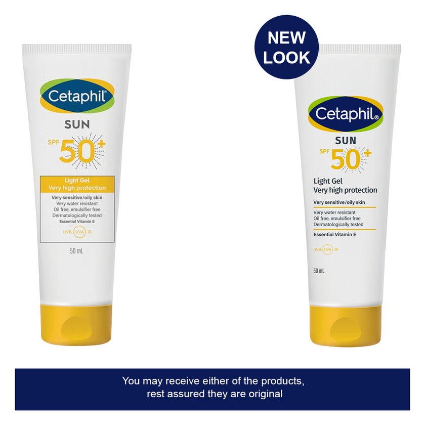 Cetaphil Sun SPF 50+ Very High Protection Light Gel, Moisturizer sunscreen For Face & Body of Men & Women With Very Sensitive/Oily Skin, Unscented, 50ml