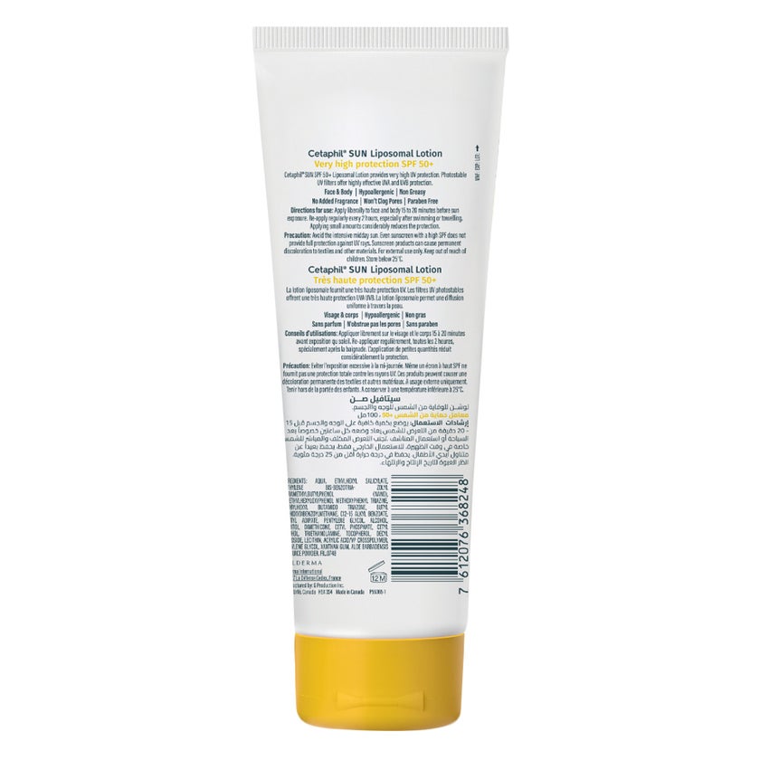 Cetaphil Sun Liposomal Lotion SPF 50+ Moisturizing Sunscreen For Face & Body With Sensitive Skin, Unscented 100ml