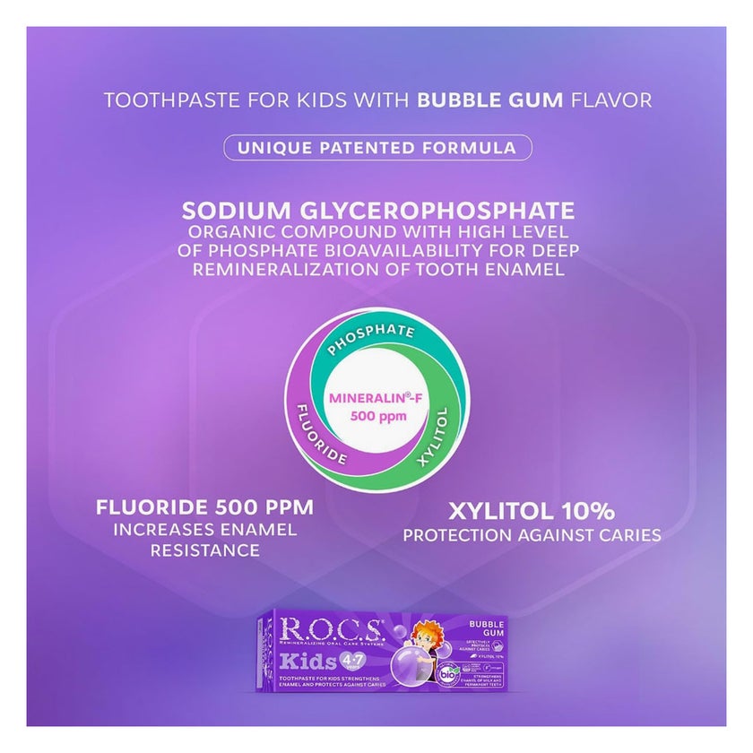 R.O.C.S. Kids 4-7 Bubble Gum Toothpaste 35ml