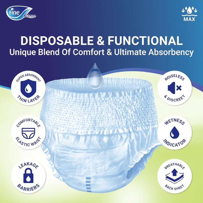 Fine Care Adult Diaper Unisex Briefs Pull-Ups Medium, Pack of 14's - 216509