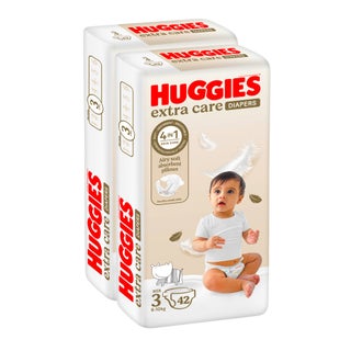 Huggies Extra Care Baby Diapers, Size 3, 6-10kg, Promo Pack of 2 x 42's