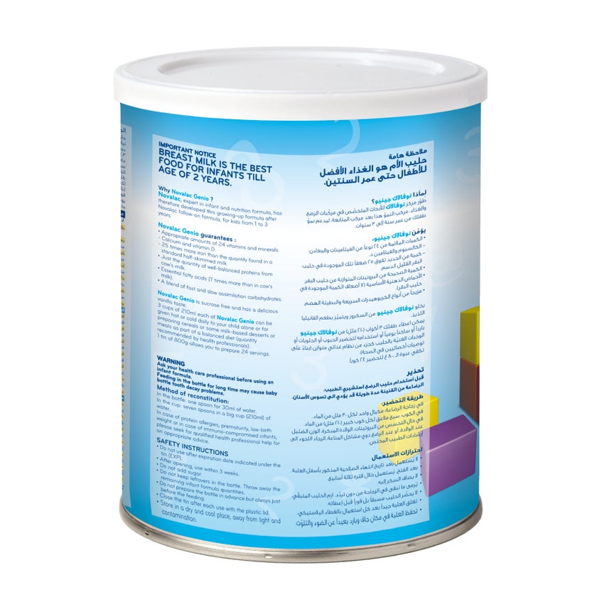 Novalac Genio 123 Stage 3 Growing Up Milk Formula For 1 To 3 Years Toddlers 800g - Promo Pack of 2's