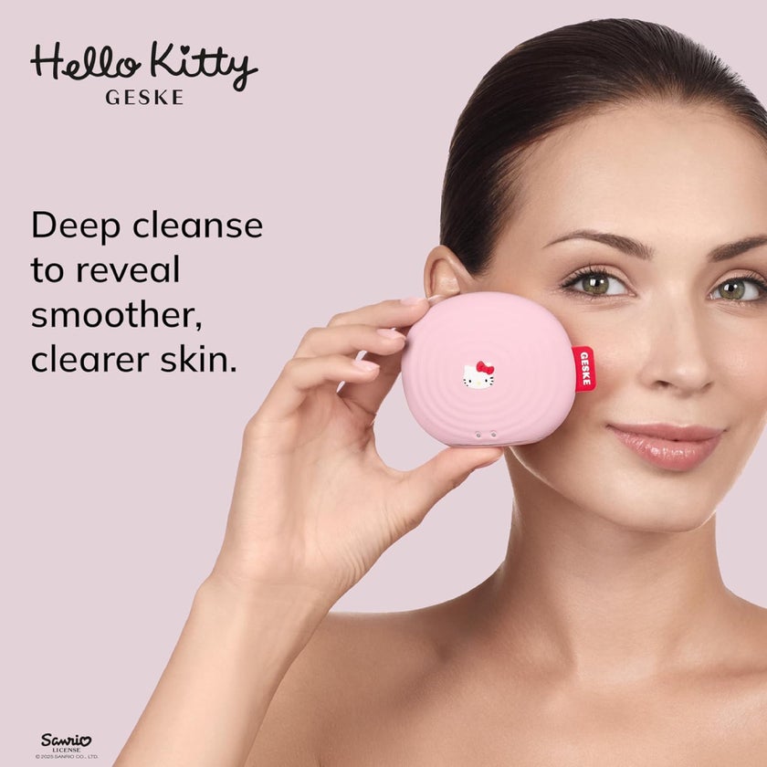 Geske Hello Kitty SmartAppGuided 4-in-1 Sonic Facial Brush In Pink Color For Deep Cleansing & Anti-Aging Massage