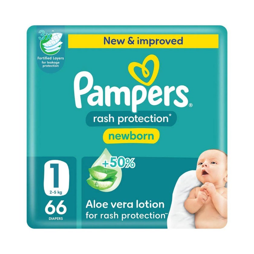 Pampers Rash Protection Size 1, 2-5kg Newborn Diapers, Pack of